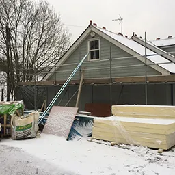 building in the snow