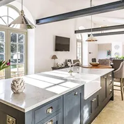 grey and white kitchen